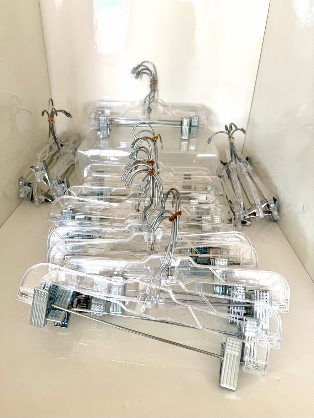 Clear Plastic Pant & Skirt Hangers with Metal Clips - Multipack 34